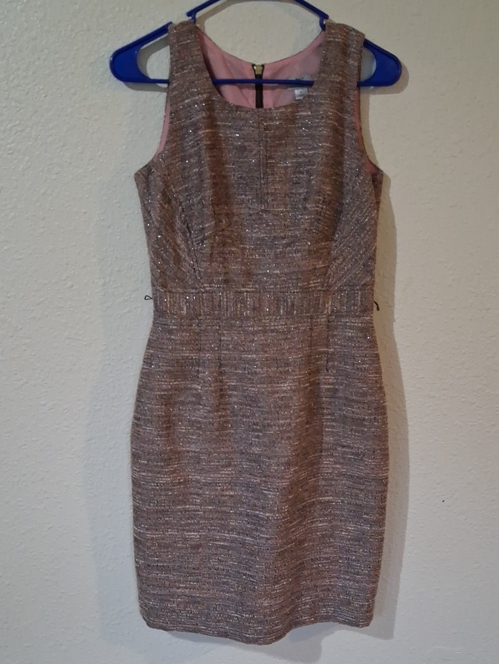 Worthington Metallic Gold Tweed Sheath Dress